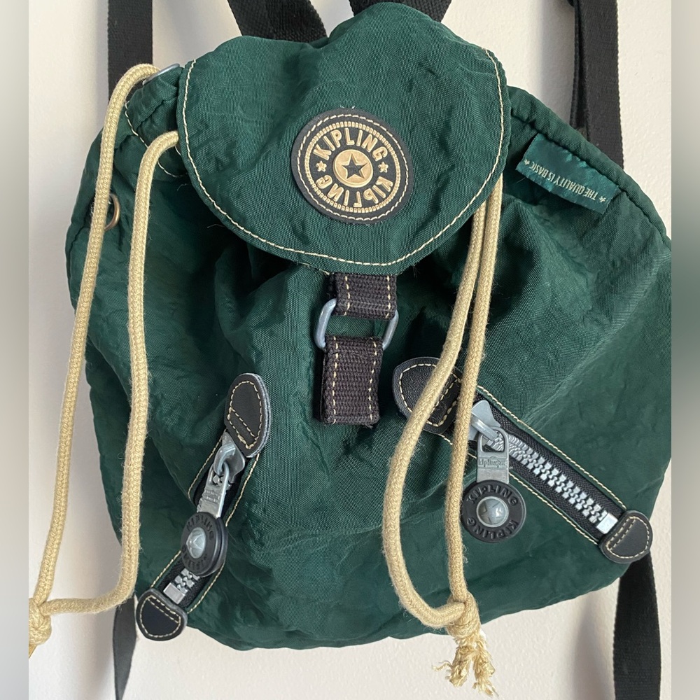 Kipling Drawstring Mini Backpack Green Nylon - image 4